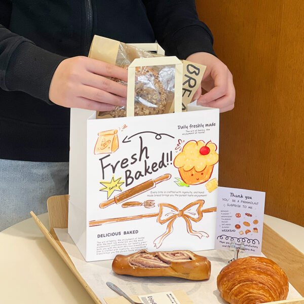 Wholesale Kraft Paper Handheld Bags for Bakery Bread and Dessert Takeout - Factory Direct Supply