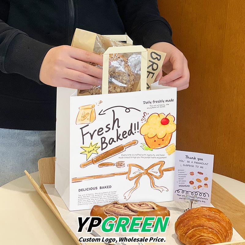 Wholesale Kraft Paper Handheld Bags for Bakery Bread and Dessert Takeout - Factory Direct Supply