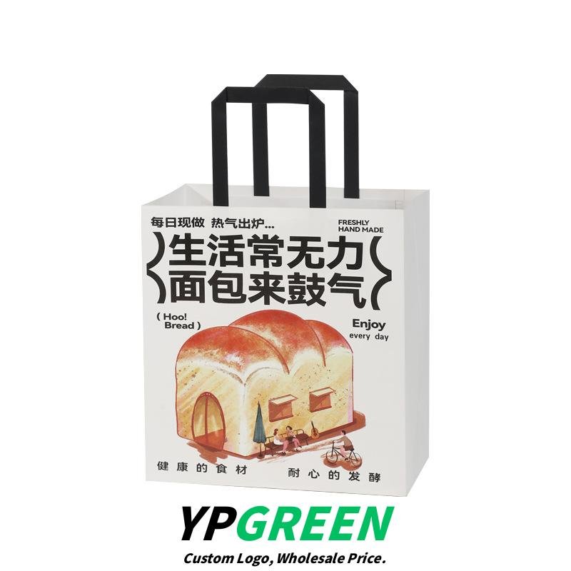 Wholesale Hand-Drawn Illustration Kraft Handheld Bags for Bakery Dessert and Cake Takeout - Direct from Factory