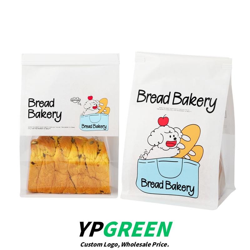 Wholesale Cartoon Illustration Transparent Window Self-Seal Bags for Sliced Toast Takeout - Factory to Business