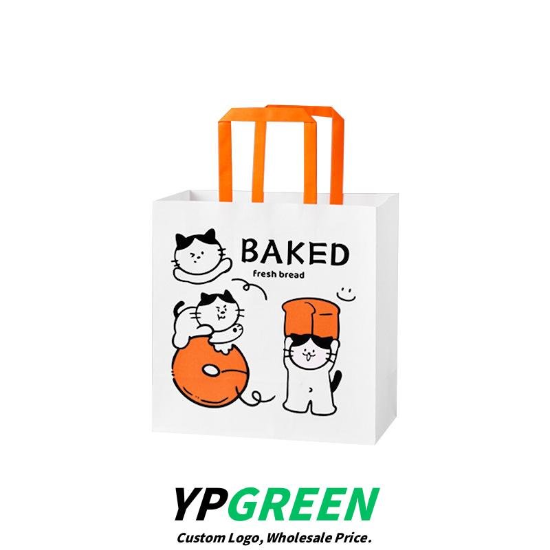 Custom Logo Printed Cat Design Takeout Bags for Bread and Pastries - Reliable Supplier
