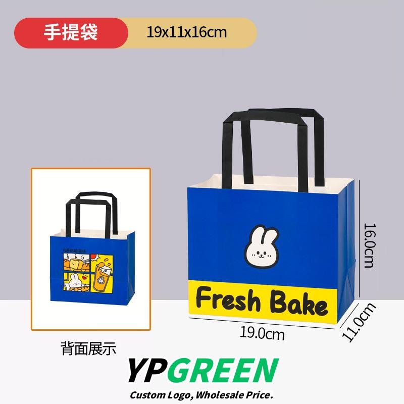 Wholesale Blue Kraft Paper Handheld Bags for Bakery and Coffee Takeout - Direct Factory