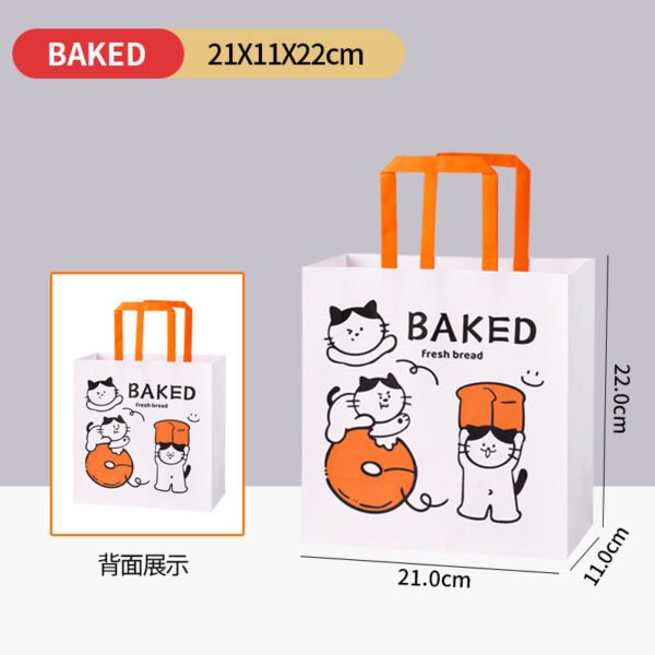 Custom Logo Printed Cat Design Takeout Bags for Bread and Pastries - Reliable Supplier