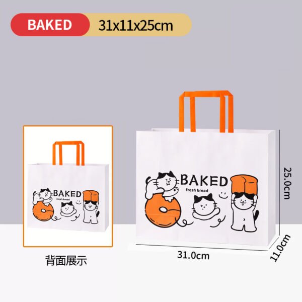 Custom Logo Printed Cat Design Takeout Bags for Bread and Pastries - Reliable Supplier