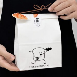 Wholesale Creative Cartoon Bakery Kraft Paper Bags with Rope Handles for Toast and Dim Sum Takeout - Direct from Factory