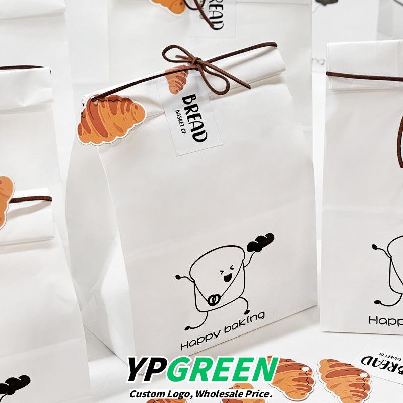 Wholesale Creative Cartoon Bakery Kraft Paper Bags with Rope Handles for Toast and Dim Sum Takeout - Direct from Factory
