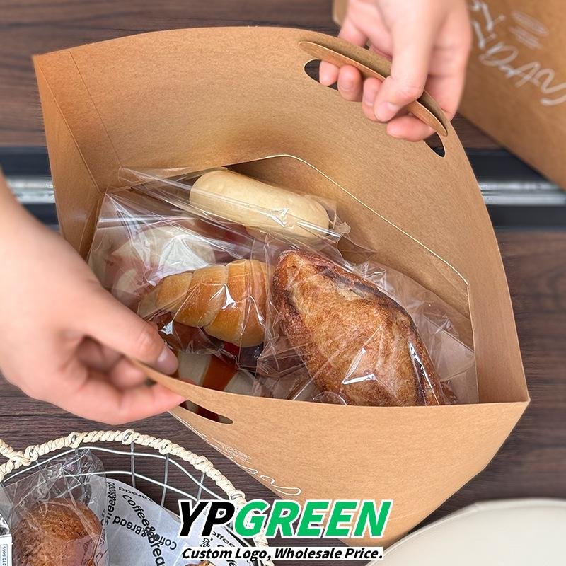 Wholesale Buckle-Handle Kraft Paper Handheld Bags for Bakery Bread Takeout - Factory Direct Supply