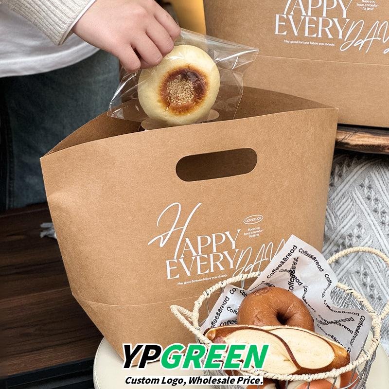 Wholesale Buckle-Handle Kraft Paper Handheld Bags for Bakery Bread Takeout - Factory Direct Supply