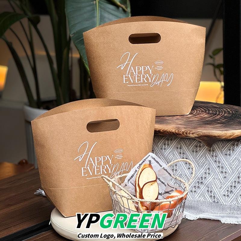 Wholesale Buckle-Handle Kraft Paper Handheld Bags for Bakery Bread Takeout - Factory Direct Supply