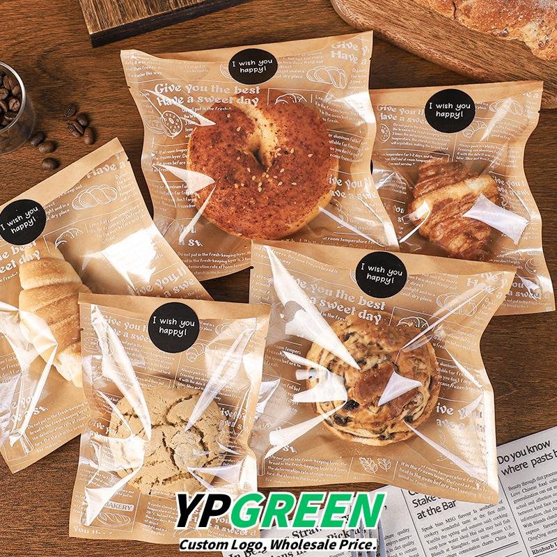 Wholesale Food-Grade Transparent Film Kraft Bags for Sandwiches, Cookies, Bagels, and Pineapple Buns Takeout - Factory Direct Supply