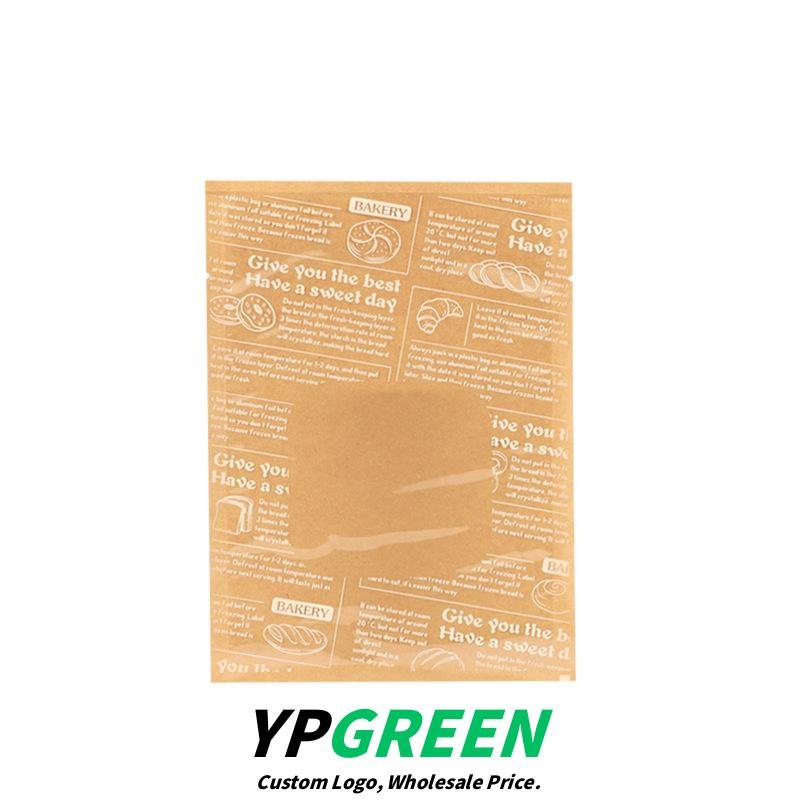 Wholesale Food-Grade Transparent Film Kraft Bags for Sandwiches, Cookies, Bagels, and Pineapple Buns Takeout - Factory Direct Supply