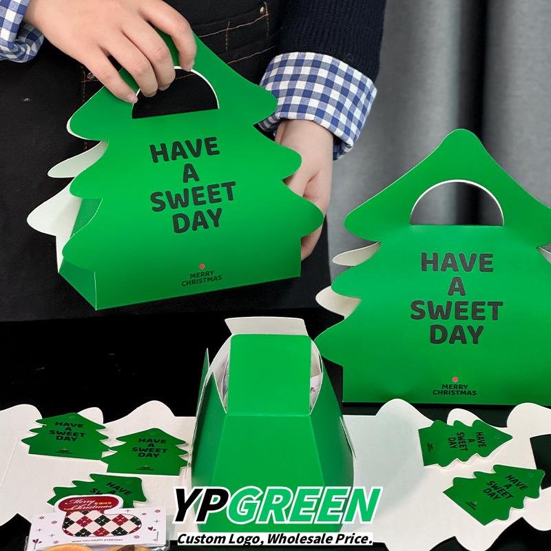 Wholesale Christmas Tree Mini Cake Boxes and Kraft Handheld Bags for Dessert Takeout - OEM Available