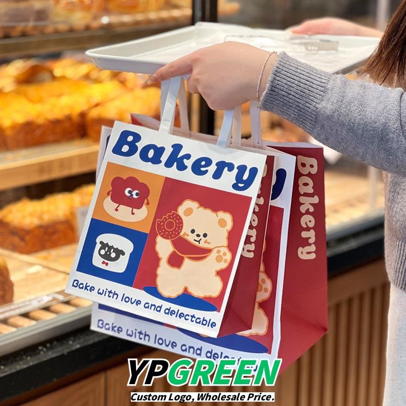 Wholesale Cute Cartoon Kraft Handheld Bags for Bakery Dessert and Bread Takeout - Fast Production