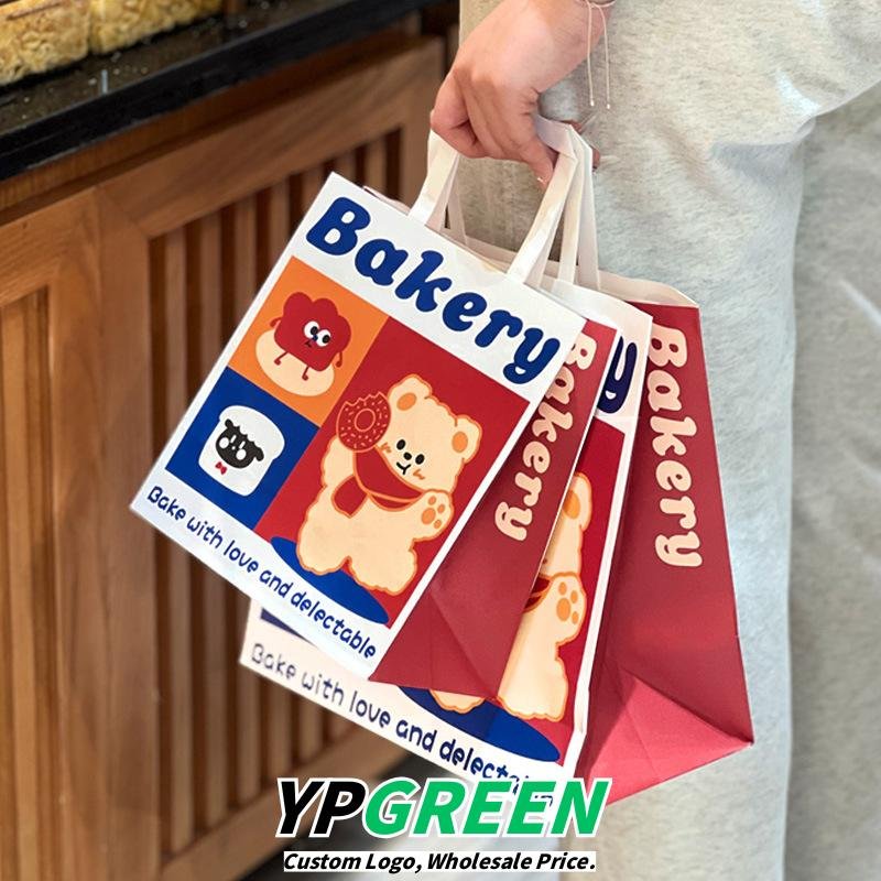 Wholesale Cute Cartoon Kraft Handheld Bags for Bakery Dessert and Bread Takeout - Fast Production