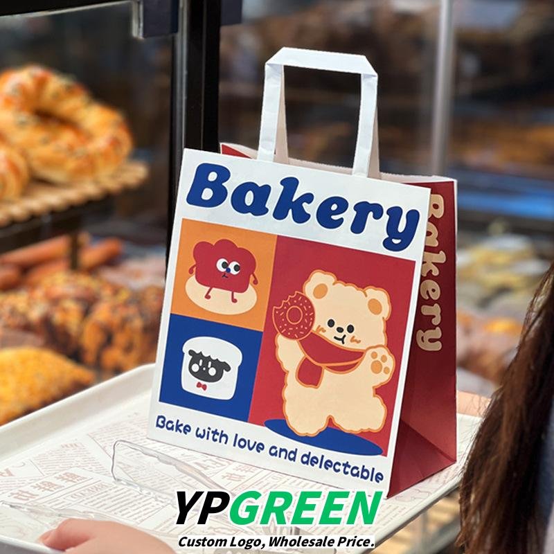 Wholesale Cute Cartoon Kraft Handheld Bags for Bakery Dessert and Bread Takeout - Fast Production