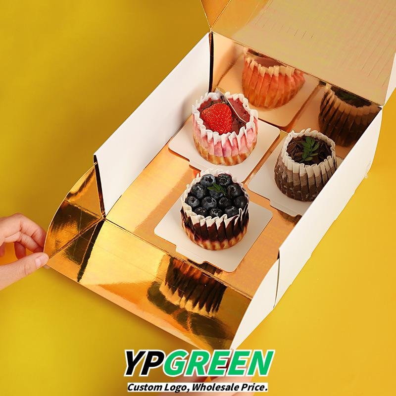 Wholesale Golden High-End 4-Pack Mousse Pastry Boxes for French Dessert Takeout - Factory Direct Supply