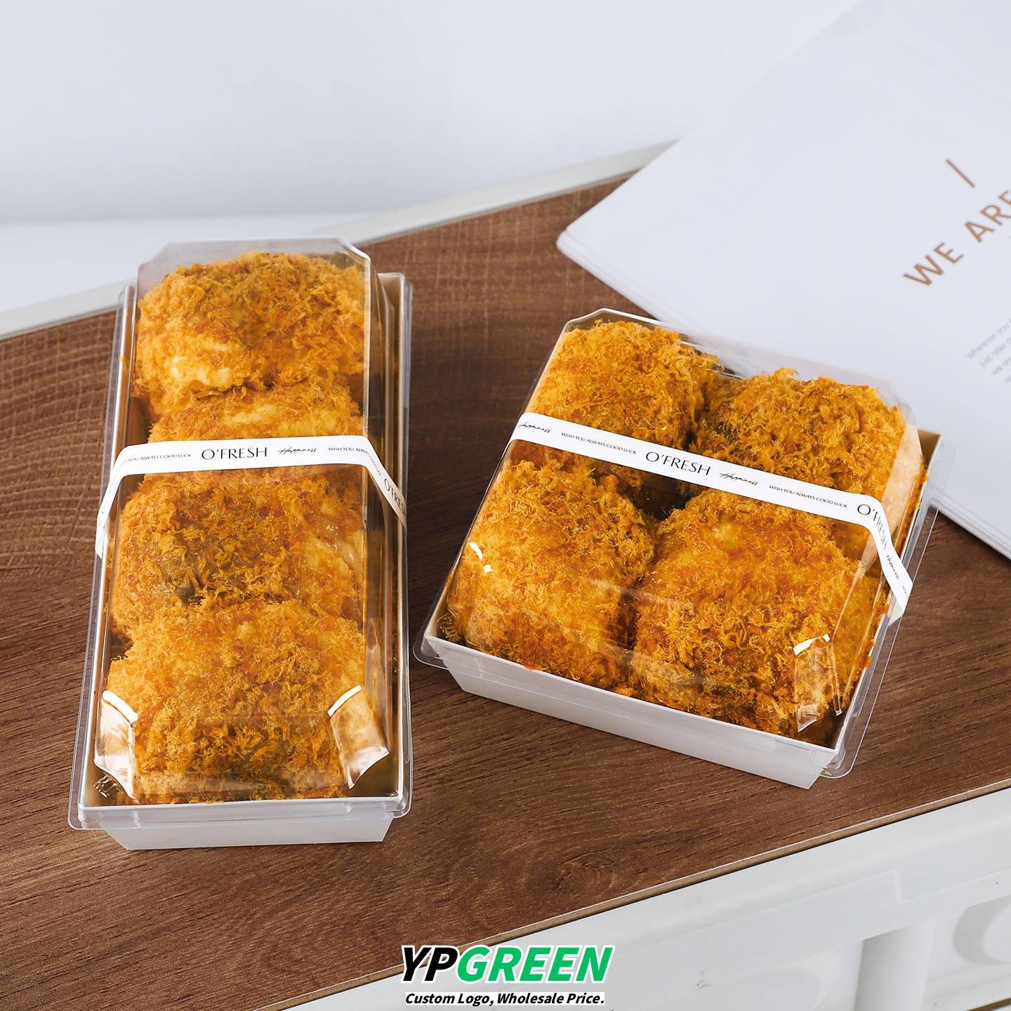 Wholesale 4-Pack Meat Floss Bread Cake Boxes for Western Pastry and Roll Takeout - Factory Direct Supply