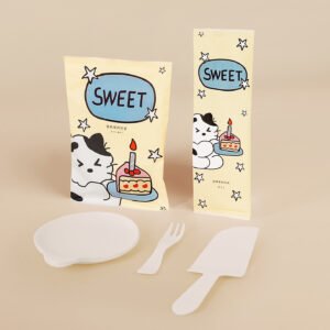 Wholesale Cartoon Disposable Birthday Cake Cutlery Set with Thickened Plates and Trays for Baking Serving - Factory Direct Supply
