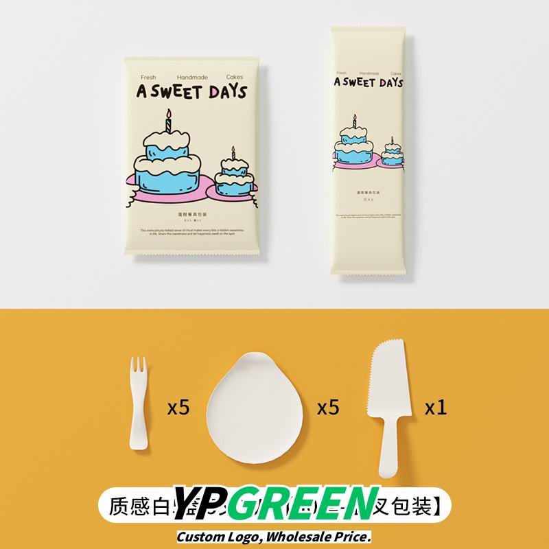 Wholesale Cartoon Disposable Birthday Cake Cutlery Set with Thickened Plates and Trays for Baking Serving - Factory Direct Supply