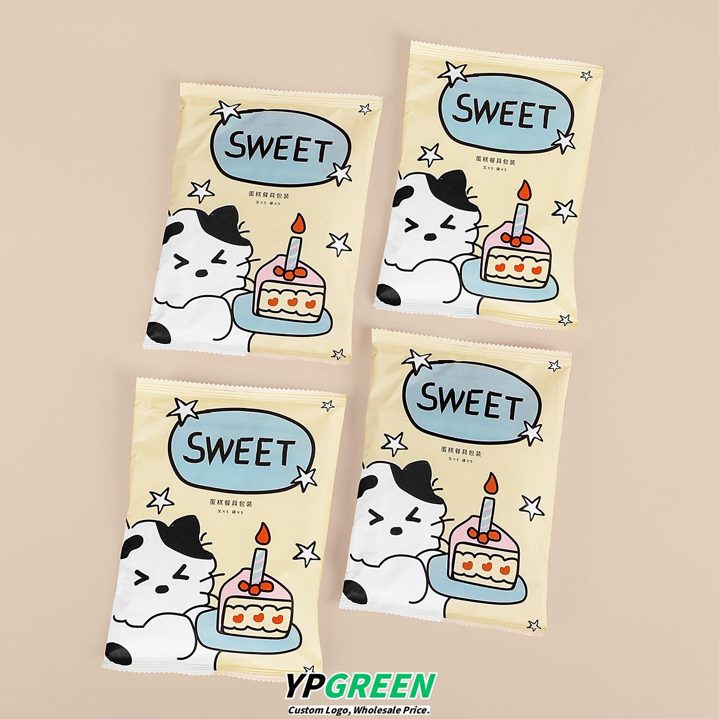 Wholesale Cartoon Disposable Birthday Cake Cutlery Set with Thickened Plates and Trays for Baking Serving - Factory Direct Supply