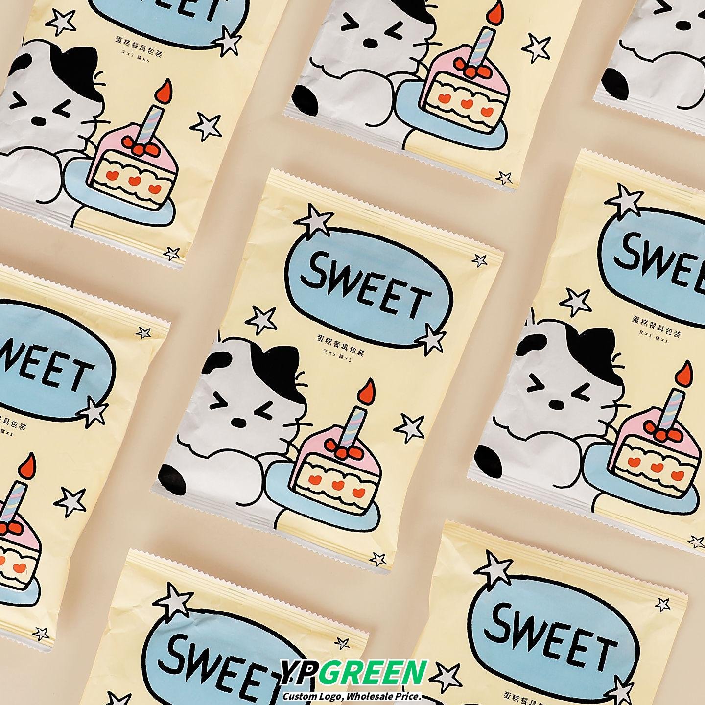 Wholesale Cartoon Disposable Birthday Cake Cutlery Set with Thickened Plates and Trays for Baking Serving - Factory Direct Supply