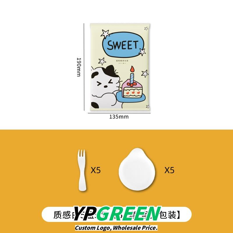 Wholesale Cartoon Disposable Birthday Cake Cutlery Set with Thickened Plates and Trays for Baking Serving - Factory Direct Supply