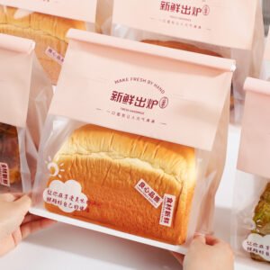 Wholesale Pink Self-Standing Self-Seal Bags for 450g Sliced Toast and Bakery Bread Takeout - Factory Direct Supply