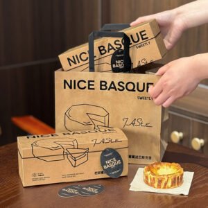 Custom Printed Basque Cheesecake Slice Boxes for Bakery Packaging - Dropshipping Available Worldwide