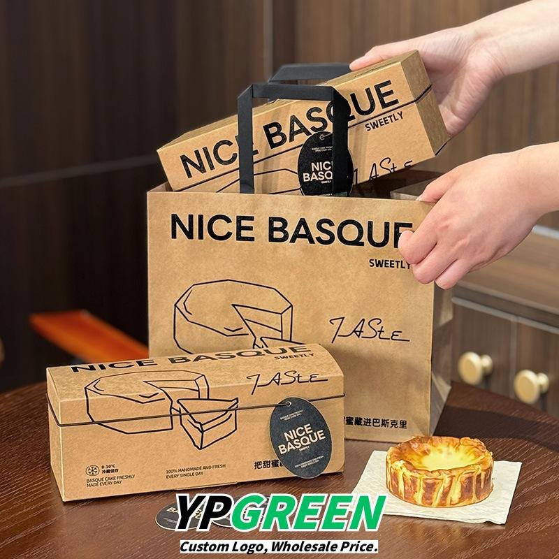 Custom Printed Basque Cheesecake Slice Boxes for Bakery Packaging - Dropshipping Available Worldwide