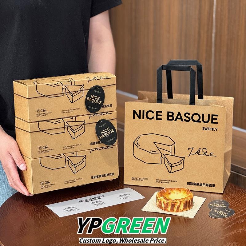 Custom Printed Basque Cheesecake Slice Boxes for Bakery Packaging - Dropshipping Available Worldwide