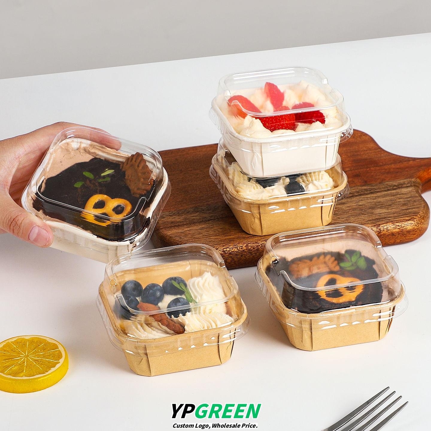 Wholesale Square Disposable Paper Cup Cake Molds with Lids for Oven Baking