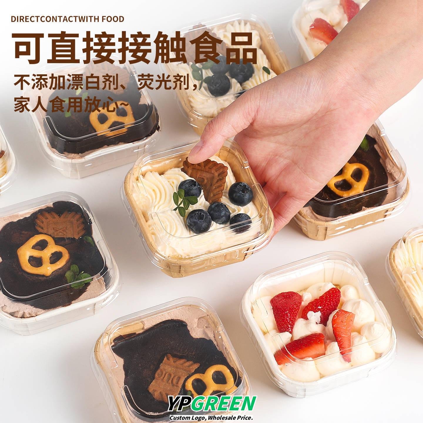 Wholesale Square Disposable Paper Cup Cake Molds with Lids for Oven Baking