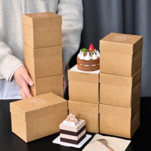 Wholesale Kraft Paper Cake Boxes for Layered Slices and Macaron Dessert Takeout - Direct from Factory