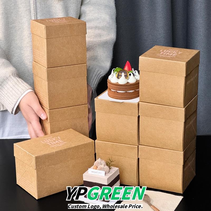 Wholesale Kraft Paper Cake Boxes for Layered Slices and Macaron Dessert Takeout - Direct from Factory