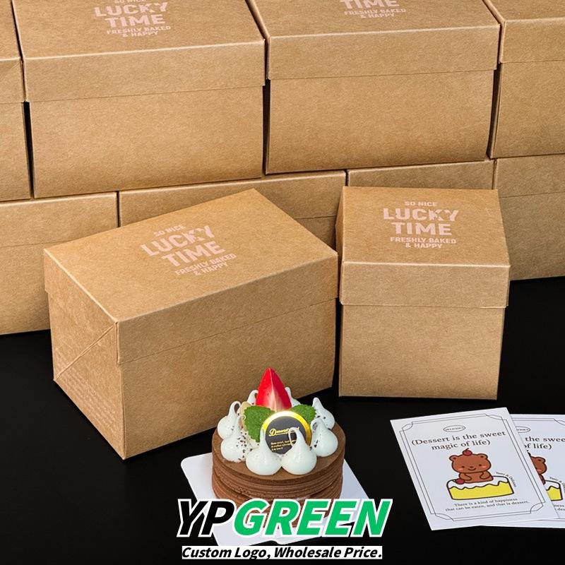 Wholesale Kraft Paper Cake Boxes for Layered Slices and Macaron Dessert Takeout - Direct from Factory