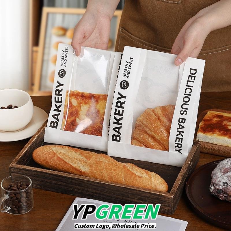 Wholesale Oil-Proof Paper Bags with English Window for Baguette Takeout - Factory Direct Supply