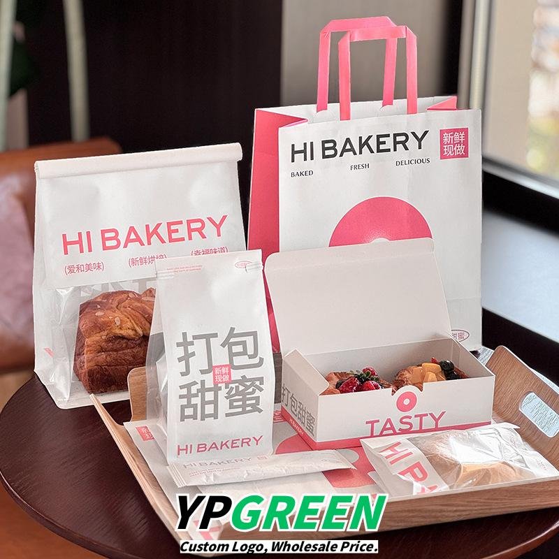 Wholesale Pink Series Kraft Handheld Bags for Dessert, Toast, Bread, and Cake Takeout - B2B Supply