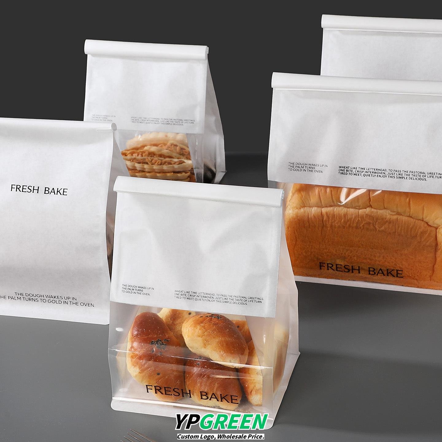 Wholesale White Transparent Window Self-Seal Bags with Wire Edge for Sliced Toast and Bakery Food Takeout - Factory Direct Supply