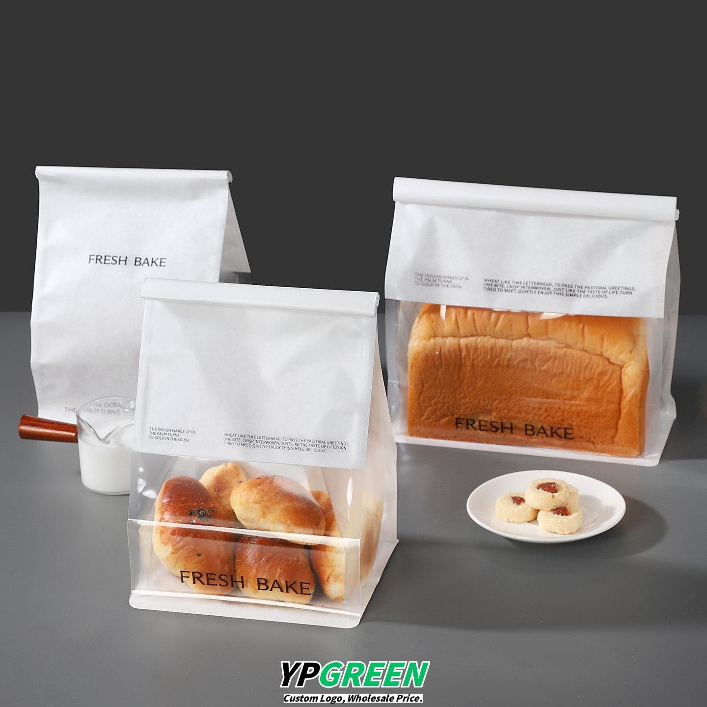 Wholesale White Transparent Window Self-Seal Bags with Wire Edge for Sliced Toast and Bakery Food Takeout - Factory Direct Supply