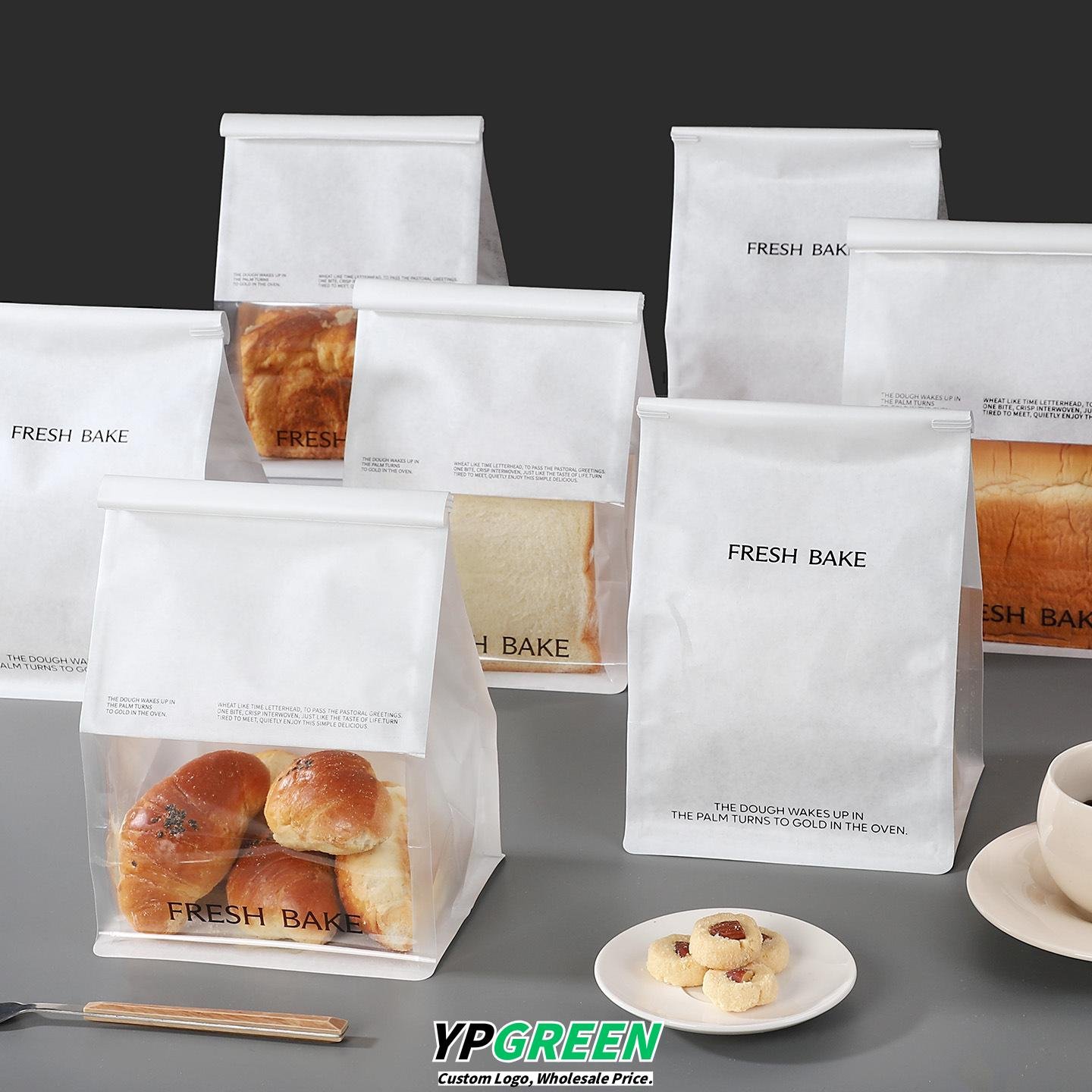 Wholesale White Transparent Window Self-Seal Bags with Wire Edge for Sliced Toast and Bakery Food Takeout - Factory Direct Supply