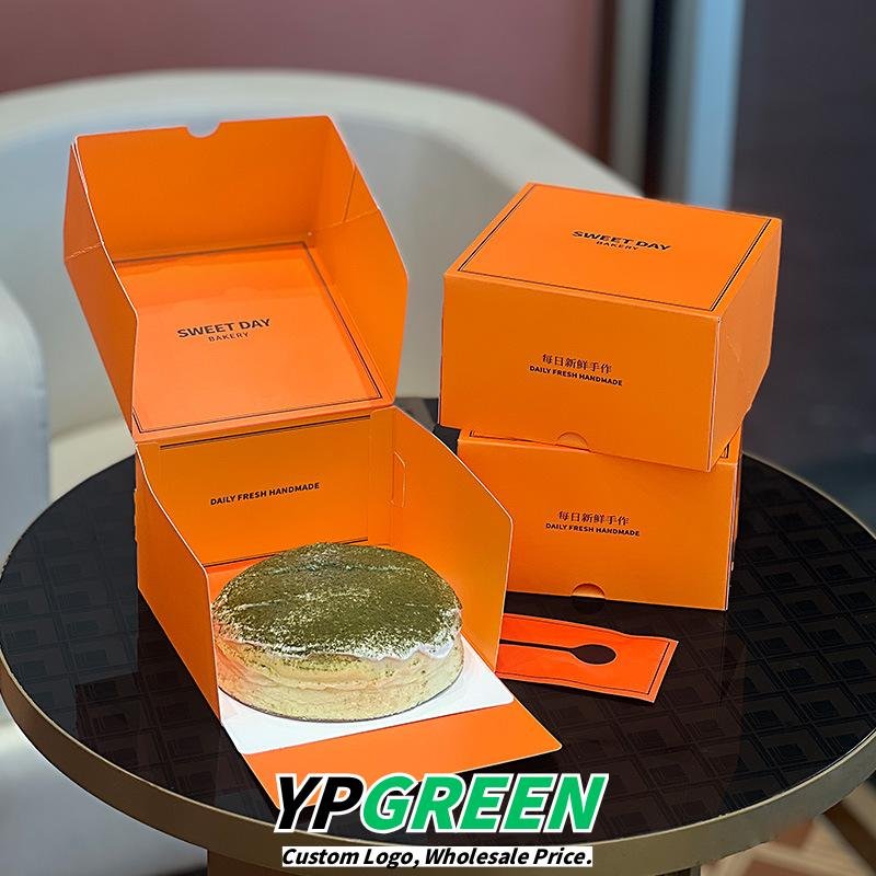 Wholesale Orange Square Printed Boxes for Soufflé Cake and Basque Dessert Takeout - Factory Direct Supply