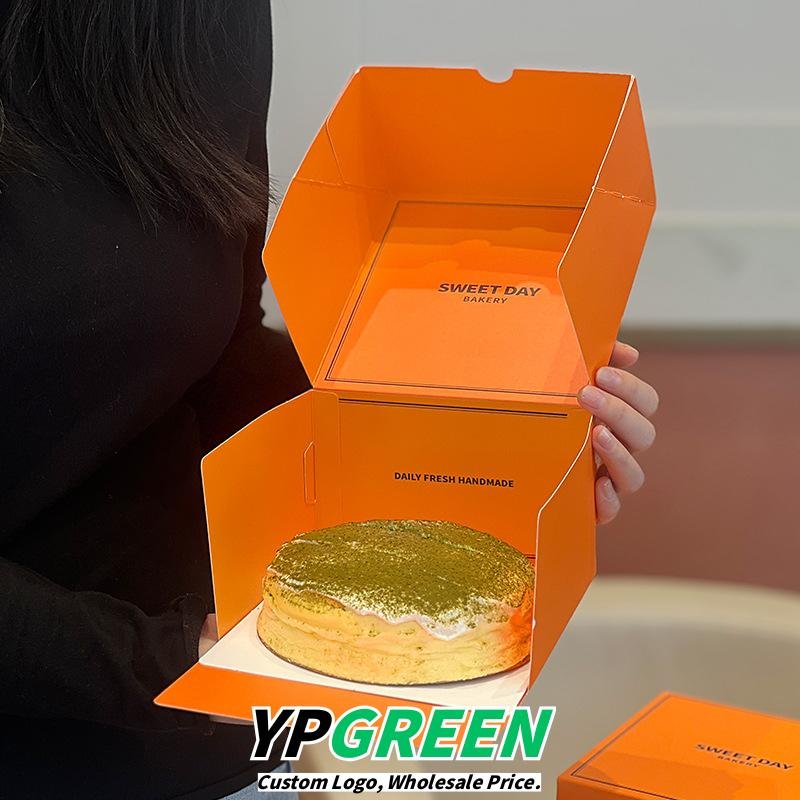 Wholesale Orange Square Printed Boxes for Soufflé Cake and Basque Dessert Takeout - Factory Direct Supply