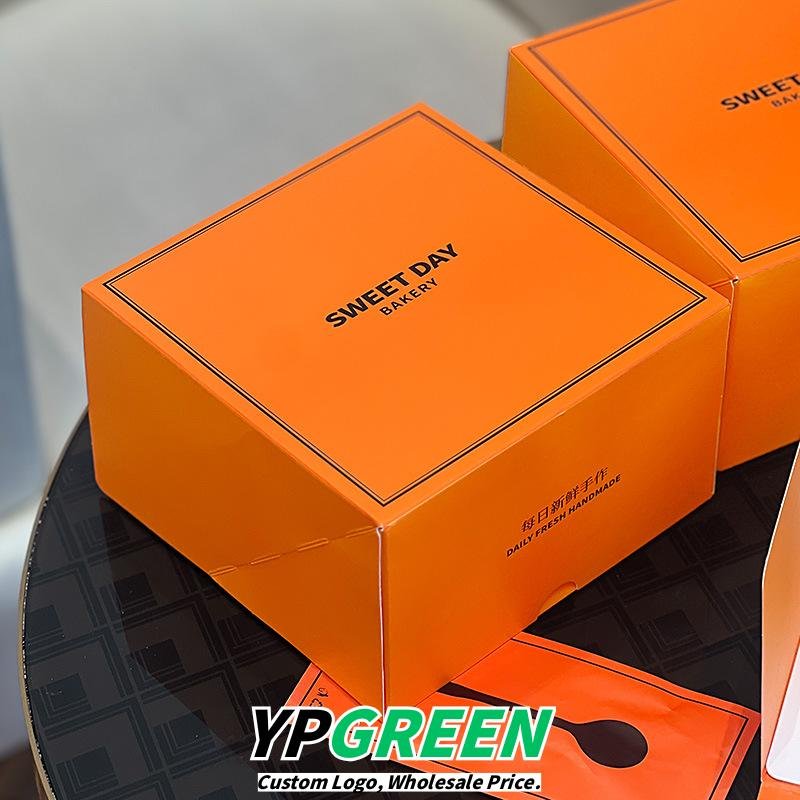 Wholesale Orange Square Printed Boxes for Soufflé Cake and Basque Dessert Takeout - Factory Direct Supply