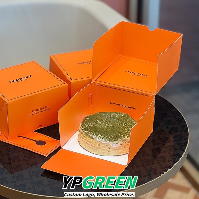 Wholesale Orange Square Printed Boxes for Soufflé Cake and Basque Dessert Takeout - Factory Direct Supply