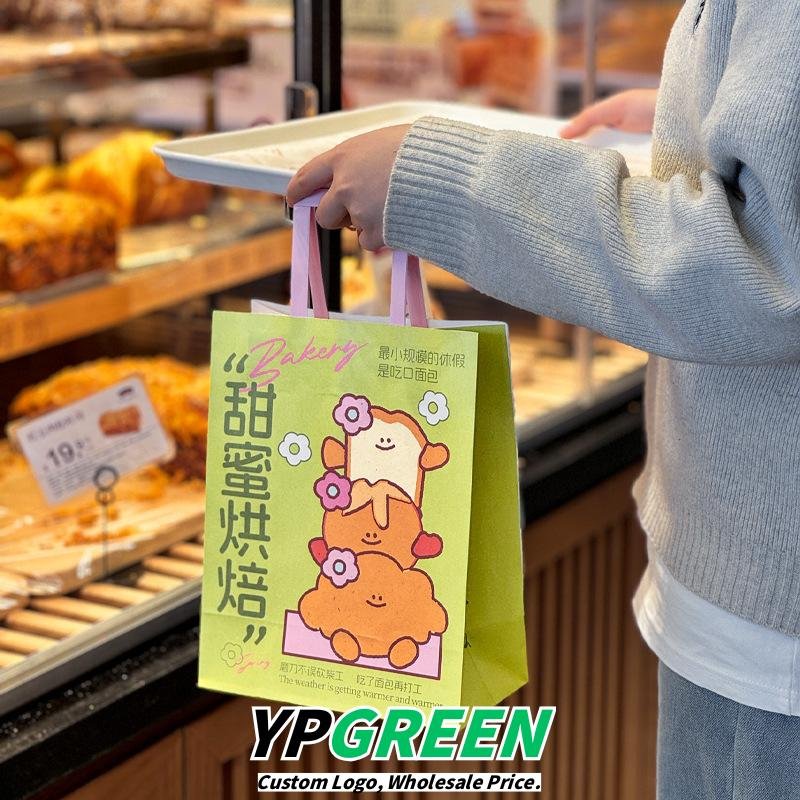 Wholesale Cartoon Sweet Bakery Handheld Paper Bags for Cake Shop Bread and Dessert Takeout - Direct from Factory