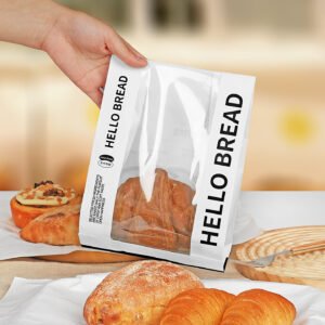 Wholesale Transparent Window Kraft Paper Bags for Croissant and Bagel Takeout - Factory Direct Supply