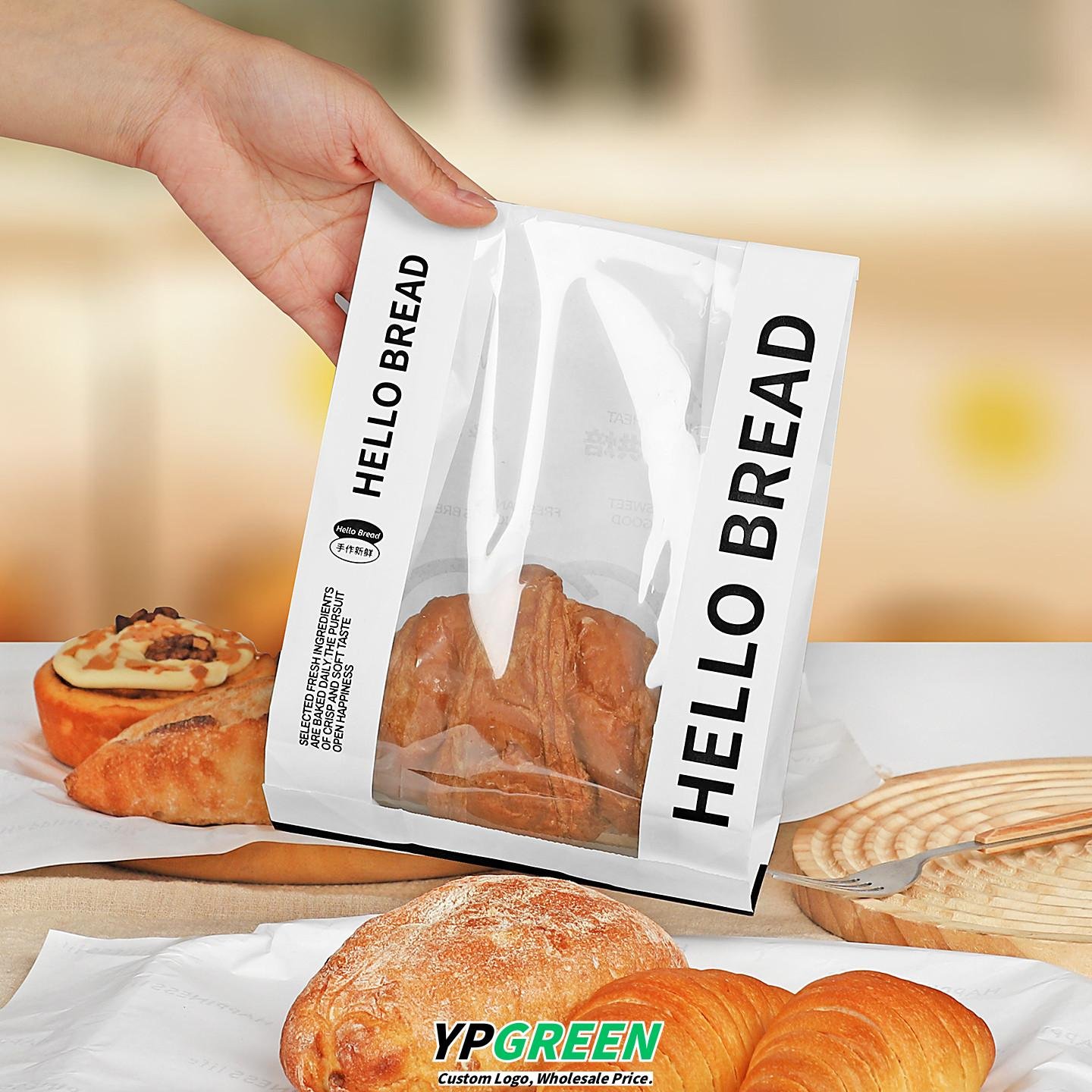 Wholesale Transparent Window Kraft Paper Bags for Croissant and Bagel Takeout - Factory Direct Supply