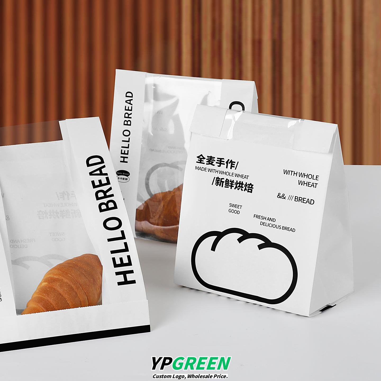 Wholesale Transparent Window Kraft Paper Bags for Croissant and Bagel Takeout - Factory Direct Supply