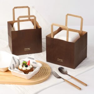 Wholesale Custom Kraft Paper Handheld Bags for Dessert and Bakery Takeout - Direct from Factory