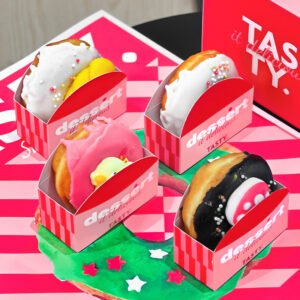 Wholesale Red Irregular Shape 2-Pack Donut Takeout Boxes for Bakery Sweets and Cake Packaging - Factory Price Guarantee
